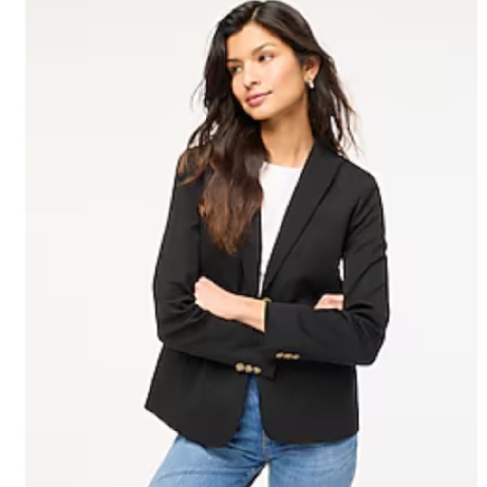 NWT J Crew Cotton-blend two-button blazer - Black